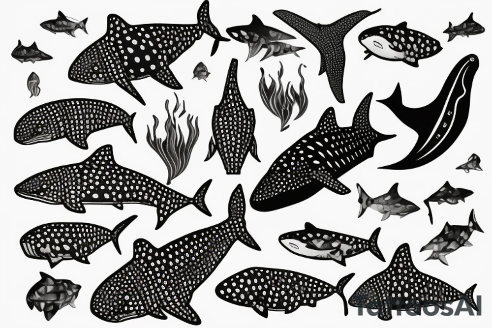 Whale shark in art Deco style tattoo idea