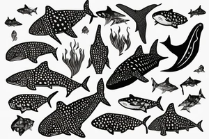 Whale shark in art Deco style tattoo idea