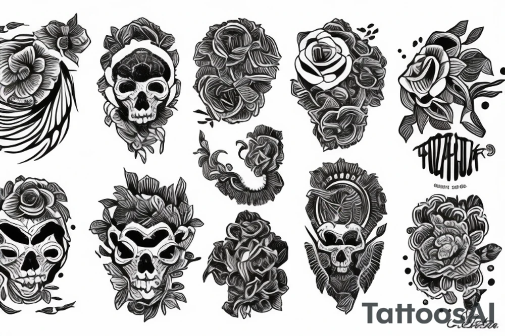 Esqueleto línea gruesa tradicional tattoo idea