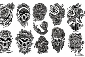 Esqueleto línea gruesa tradicional tattoo idea