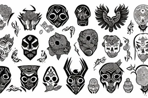 Esqueleto línea gruesa tradicional tattoo idea