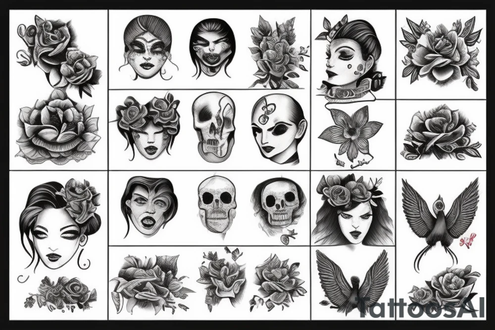 Esqueleto línea gruesa tradicional tattoo idea