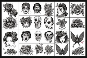 Esqueleto línea gruesa tradicional tattoo idea
