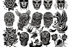 Esqueleto línea gruesa tradicional tattoo idea