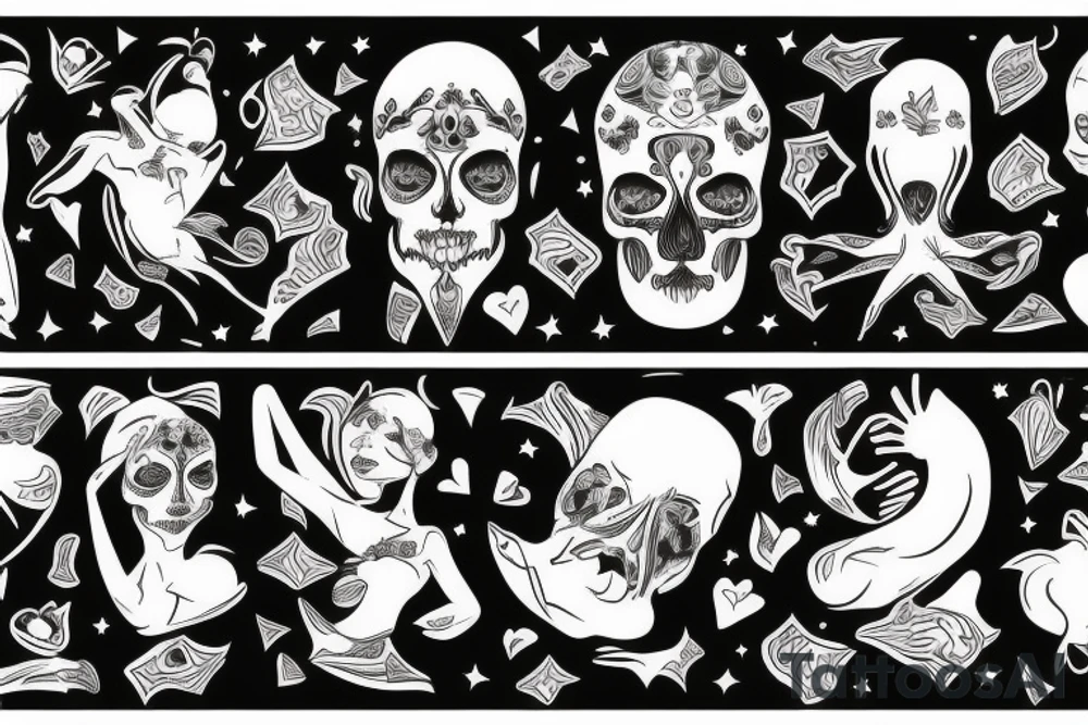 Esqueleto realista bailando tattoo idea