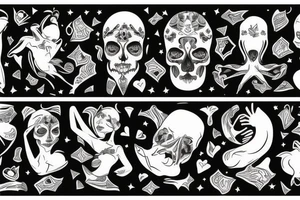 Esqueleto realista bailando tattoo idea