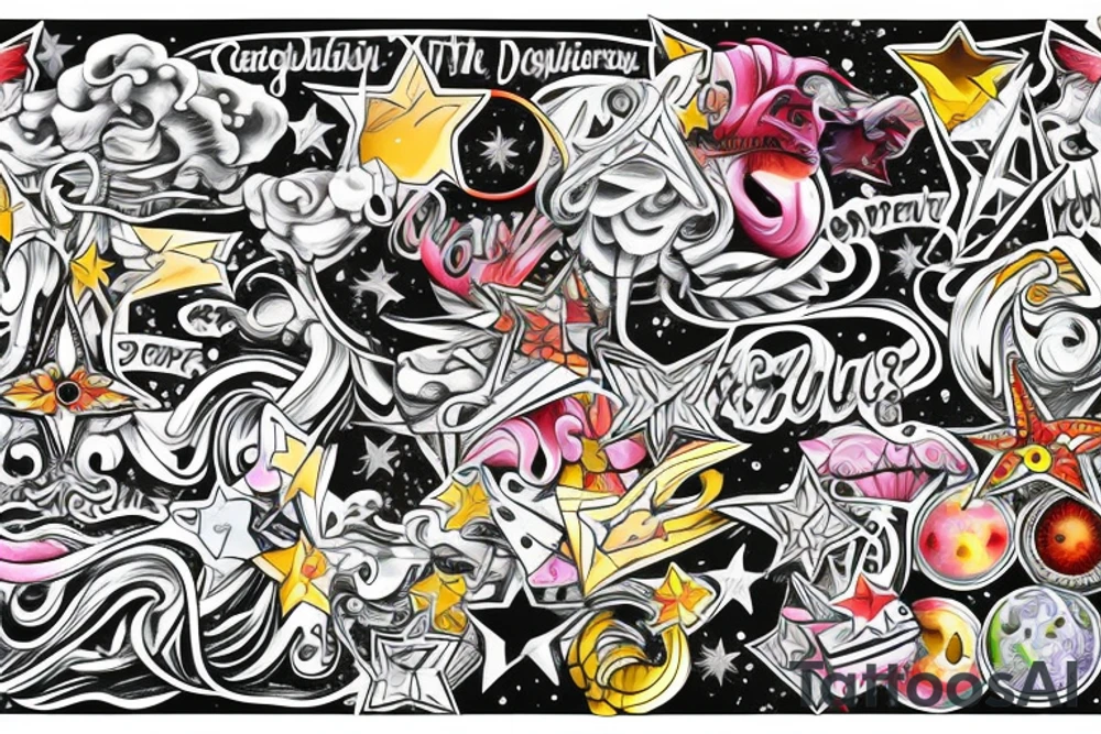Banners around a star tattoo idea