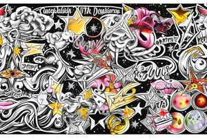 Banners around a star tattoo idea