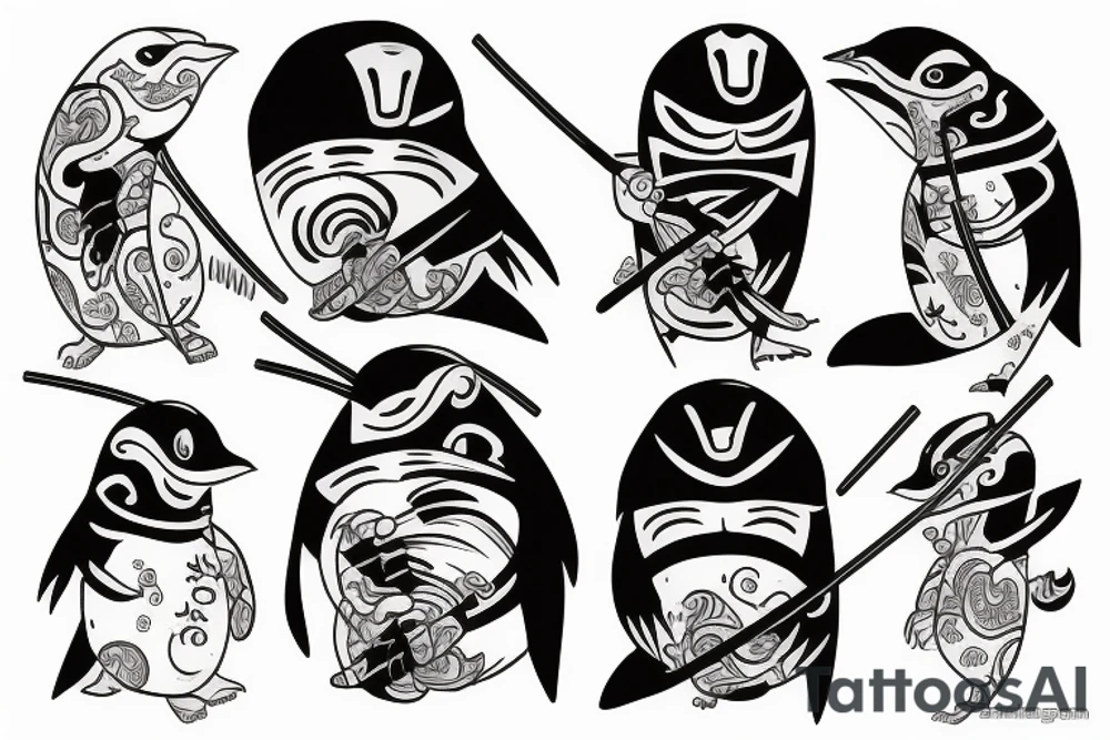 Samurai penguin tattoo idea