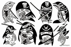 Samurai penguin tattoo idea
