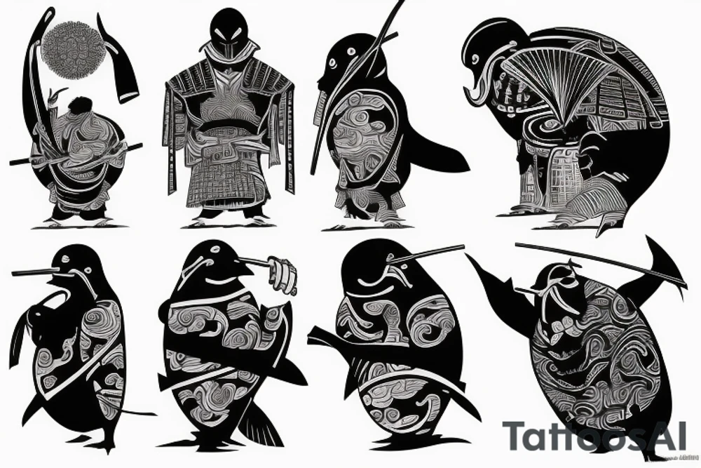Samurai penguin tattoo idea
