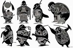 Samurai penguin tattoo idea