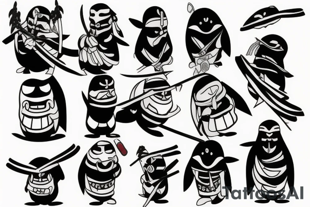 Samurai penguin tattoo idea