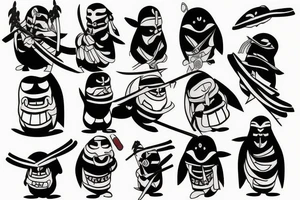 Samurai penguin tattoo idea