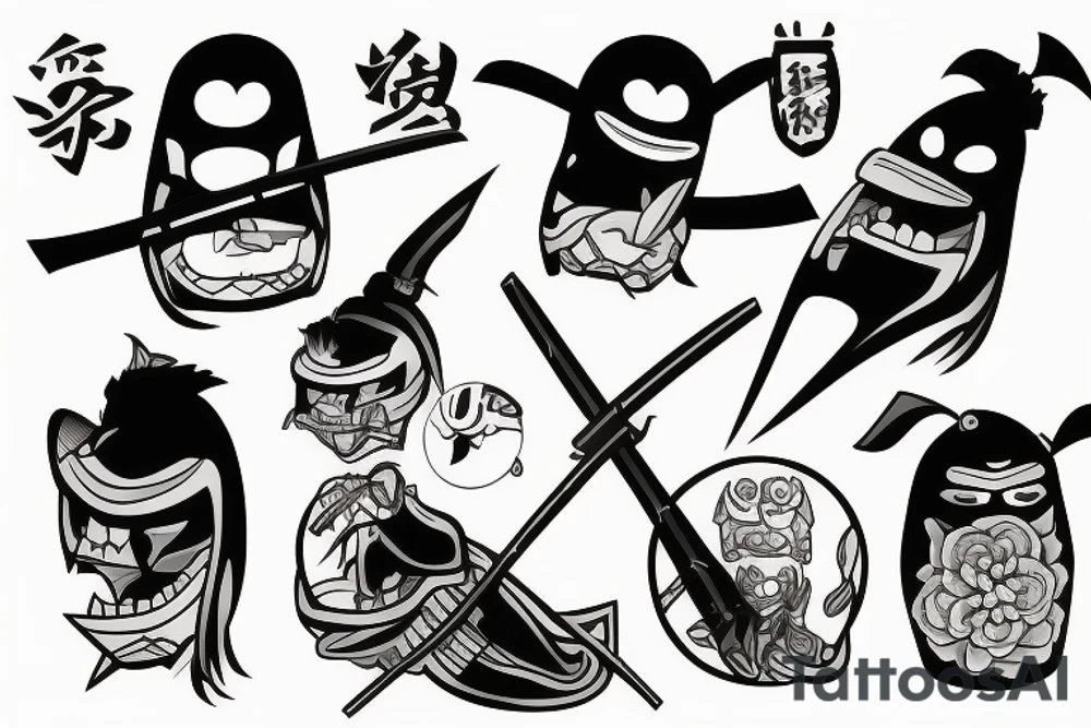 Samurai penguin tattoo idea