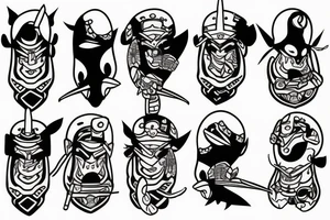 Samurai penguin tattoo idea