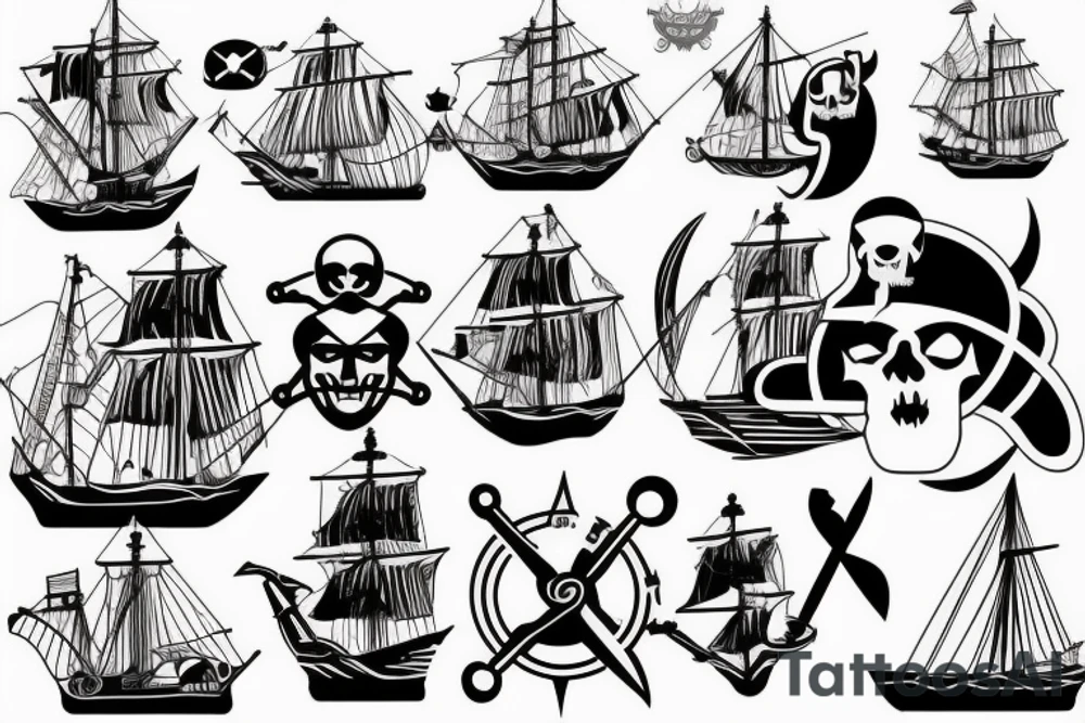 Justice Scale and Pirate ship tattoo idea