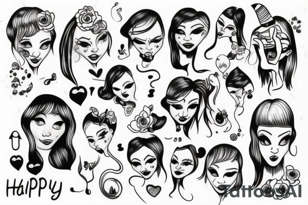 Happy women tattoo idea