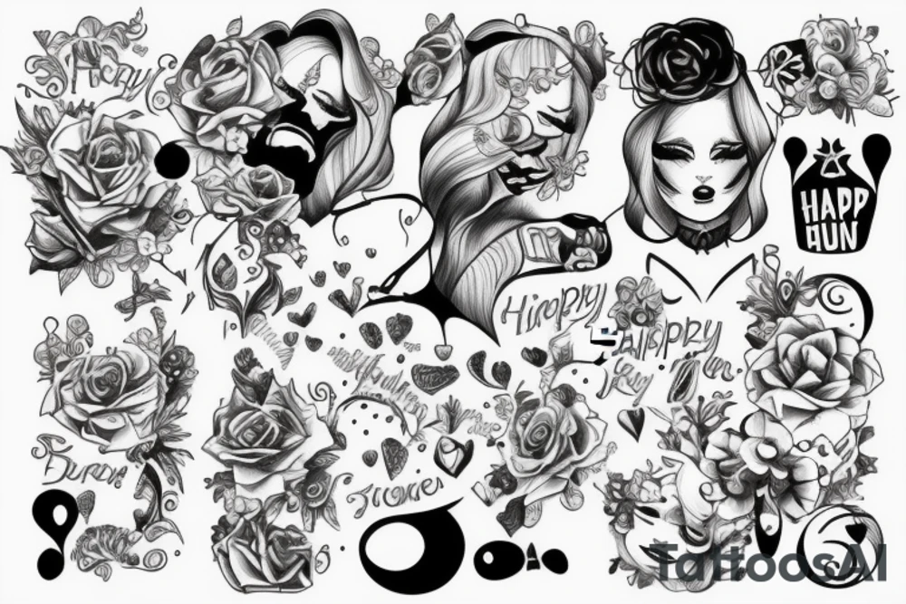 Happy drunk girls tattoo idea