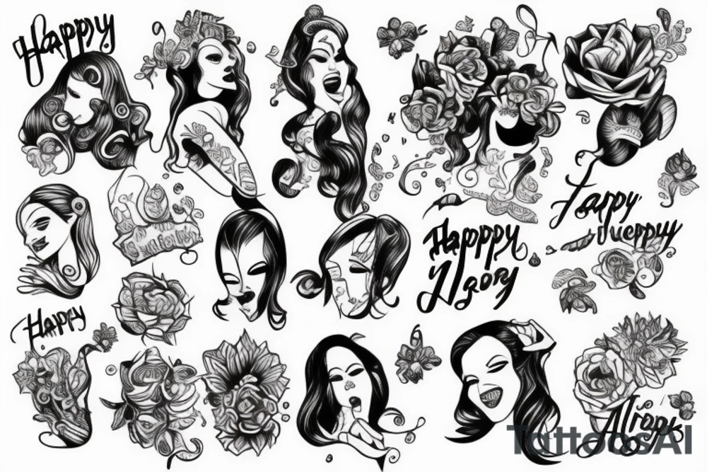 Happy drunk girls tattoo idea