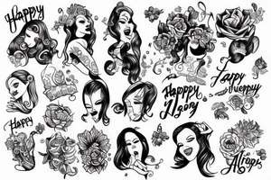 Happy drunk girls tattoo idea
