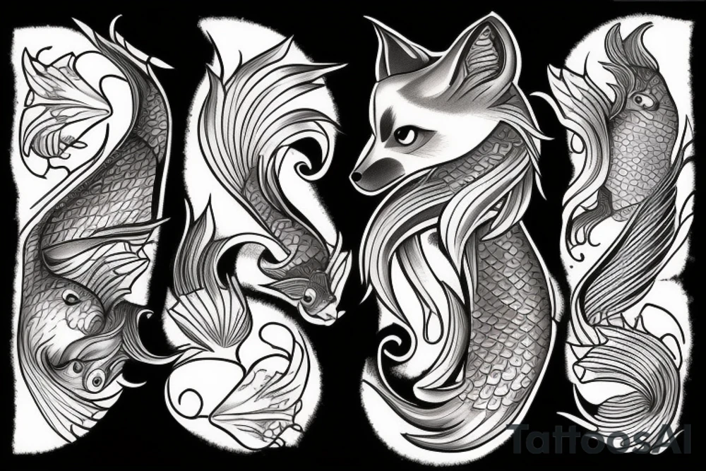 Fox fish tattoo idea