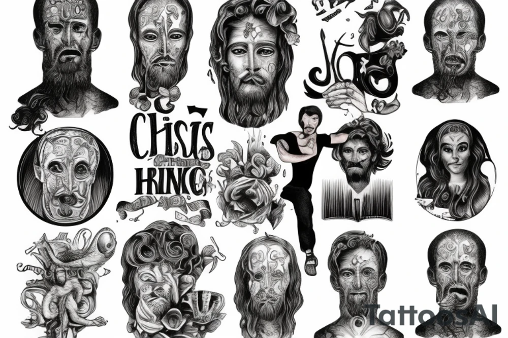 Christ with hidden drinking and sexual past tattoo idea
