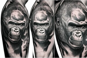 Gorilla holding a battle axe tattoo idea