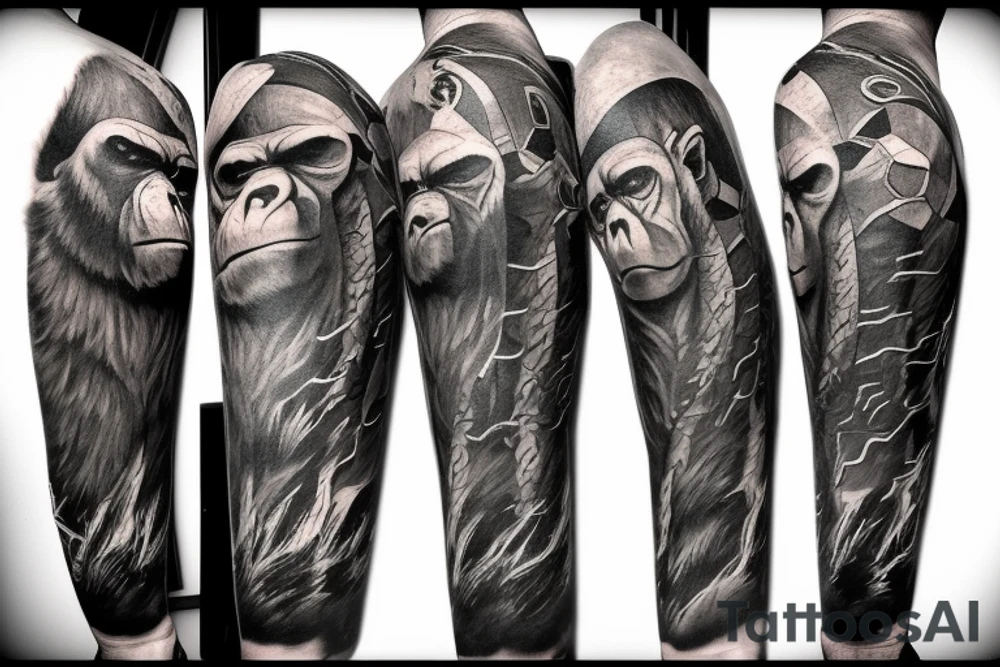 Gorilla holding a battle axe tattoo idea
