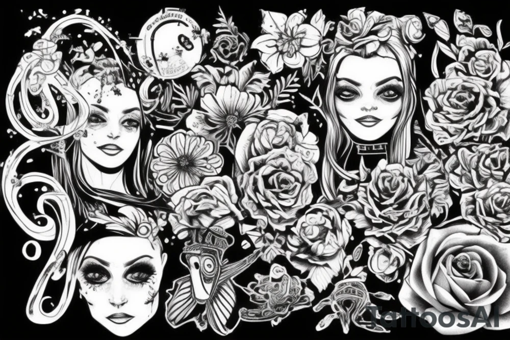 Силуэти тигра и собаки объединенные в один рисунок tattoo idea