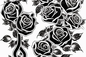 Black snake with rose and scissors tattoo idea