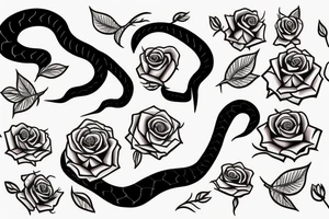 Black snake with roses and axex tattoo idea