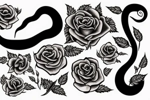 Black snake with roses and axex tattoo idea