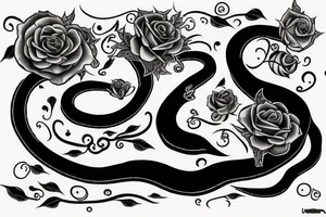 Black snake with roses and axex tattoo idea