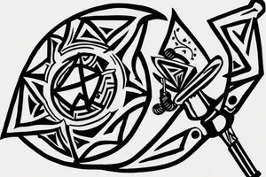 Pointed Star, Scottish claymore, soccer ball, Drum Kit, Guitar, Musical Notation,Dark Side of the Moon Pyramid, 4 Aces, #HBC , Boxing Gloves, Fishing Rod, Golf Ball tattoo idea