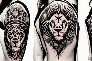 Lion with Indian and American flag symbolism and for complete tattoo idea