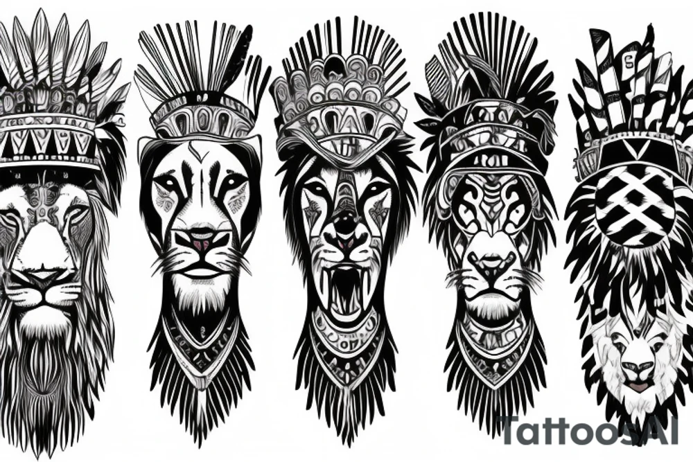 Lion with Indian and American flag symbolism and for complete tattoo idea