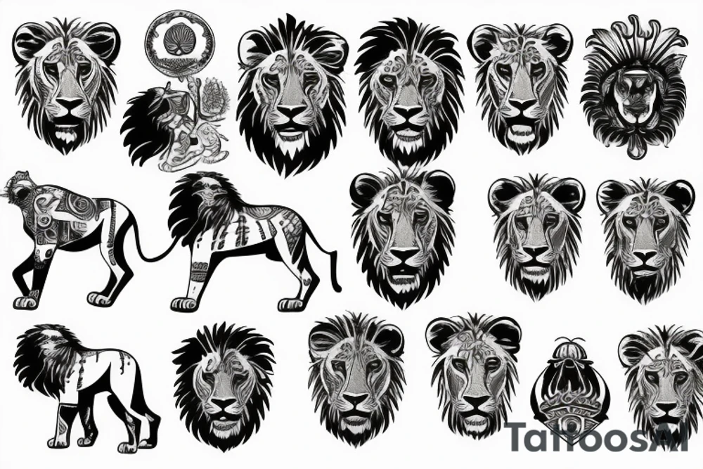 Lion with India and American flag symbolism and for complete tattoo idea