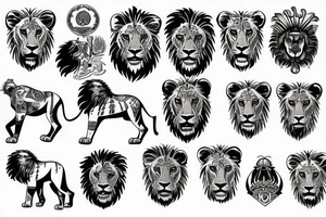 Lion with India and American flag symbolism and for complete tattoo idea