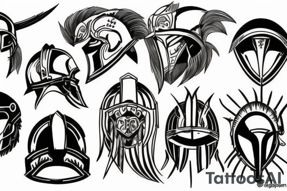 Spartan helmet and lion tattoo idea