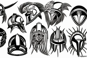 Spartan helmet and lion tattoo idea