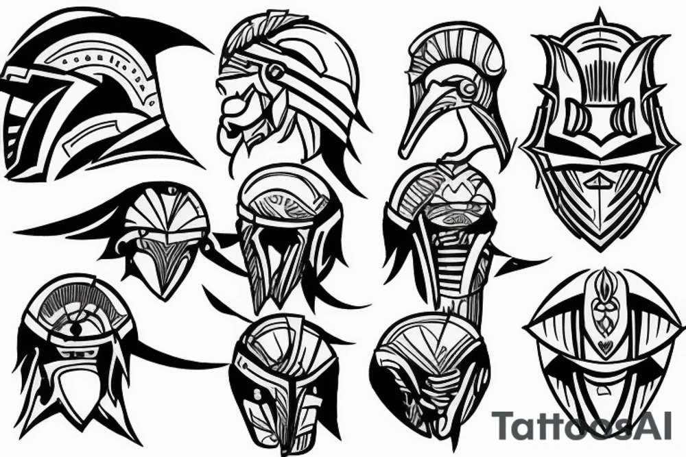 Spartan helmet and lion tattoo idea