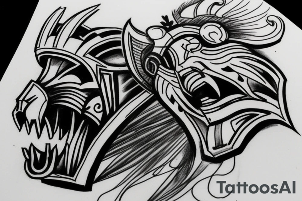 Spartan helmet and lion tattoo idea