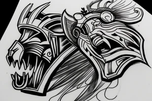 Spartan helmet and lion tattoo idea