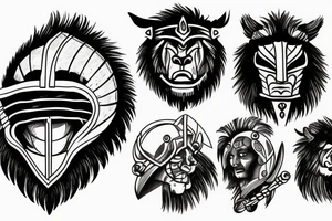 Spartan helmet and lion tattoo idea