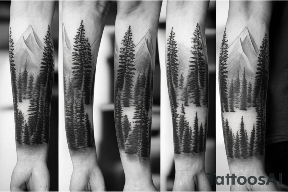 wide angle skinny photos of mountain terrain tattoo idea