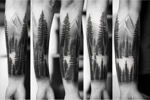 wide angle skinny photos of mountain terrain tattoo idea