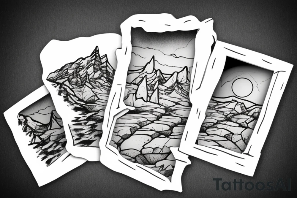 a skinny window with a arctic terrain inside the window tattoo idea