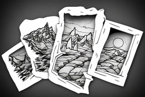 a skinny window with a arctic terrain inside the window tattoo idea