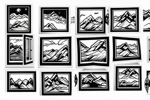 a skinny window with a arctic terrain inside the window tattoo idea
